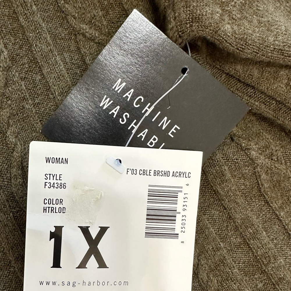 New Vintage Sag Harbor Plus Women Short Sleeve Cable Knit Acrylic Sweater 1X - Picture 7 of 13